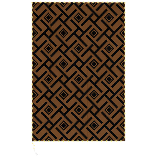 Photo of Outsunny Plastic Straw Reversible RV Outdoor Rug with LED String Light, 182 x 274cm, Brown and Black in Black colour on a white background