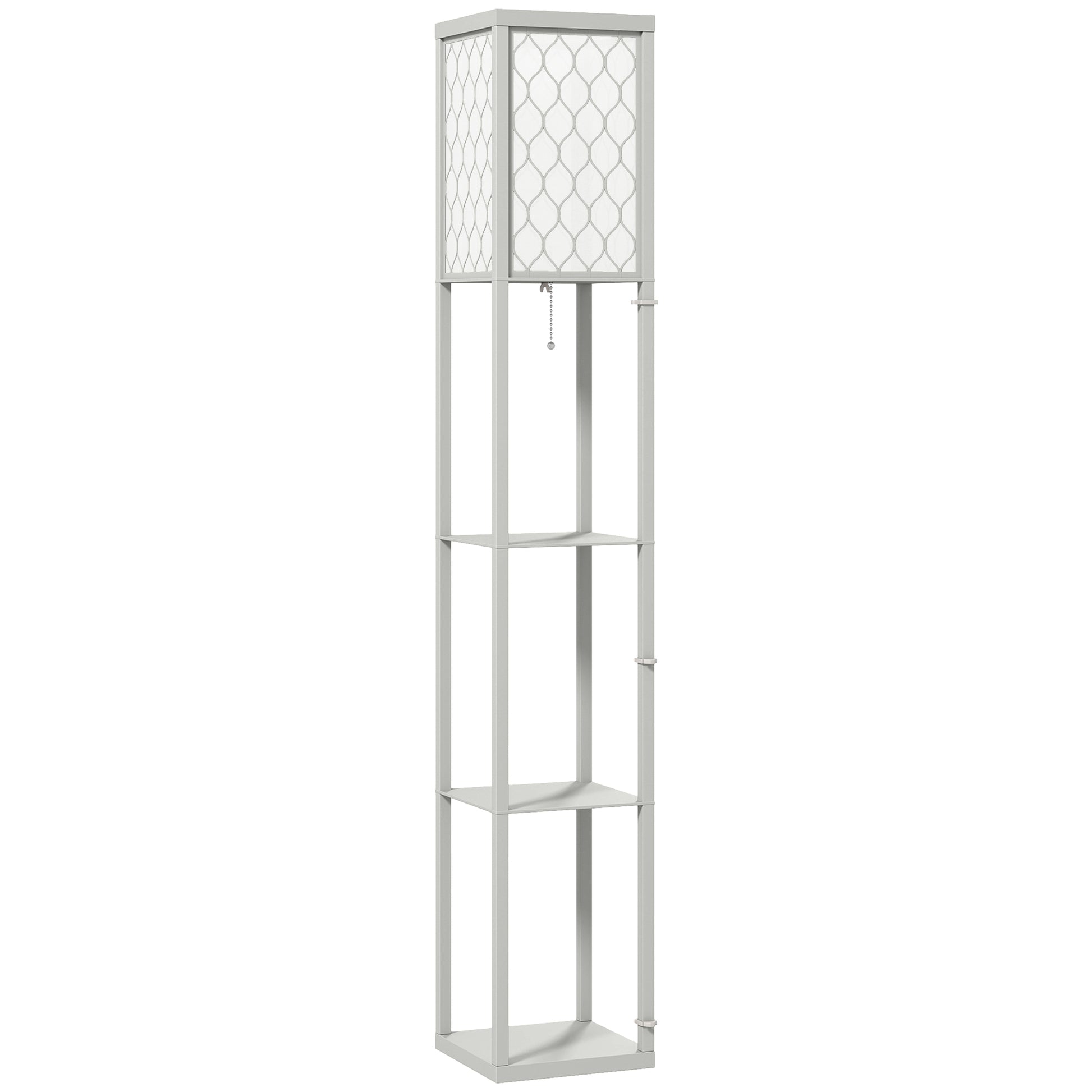 Photo of HOMCOM Three-Shelf Standing Lamp - Grey/White in Grey/White colour on a white background