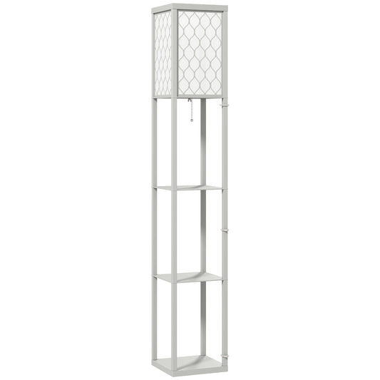 Photo of HOMCOM Three-Shelf Standing Lamp - Grey/White in Grey/White colour on a white background