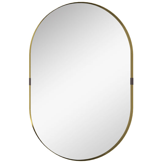 Photo of HOMCOM Wall Mirror, Bathroom Mirror with Elevated Aluminium Alloy Frame, 60 x 90 cm, Gold Tone in Tone colour on a white background