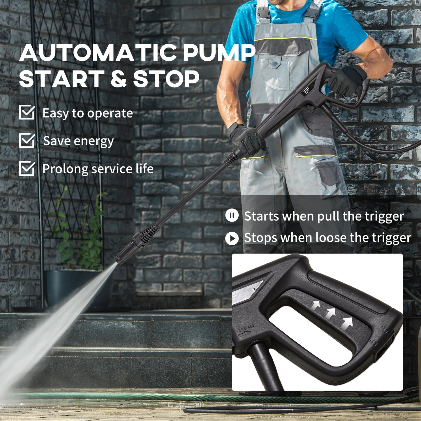 DURHAND 1800W High Pressure Washer, 150 Bar Pressure, 510 L/h Flow, High-Performance Portable Power Washer Jet Wash Cleaner with 6M Hose, Snow Foam Bottle for Garden, Car, Furniture, Green