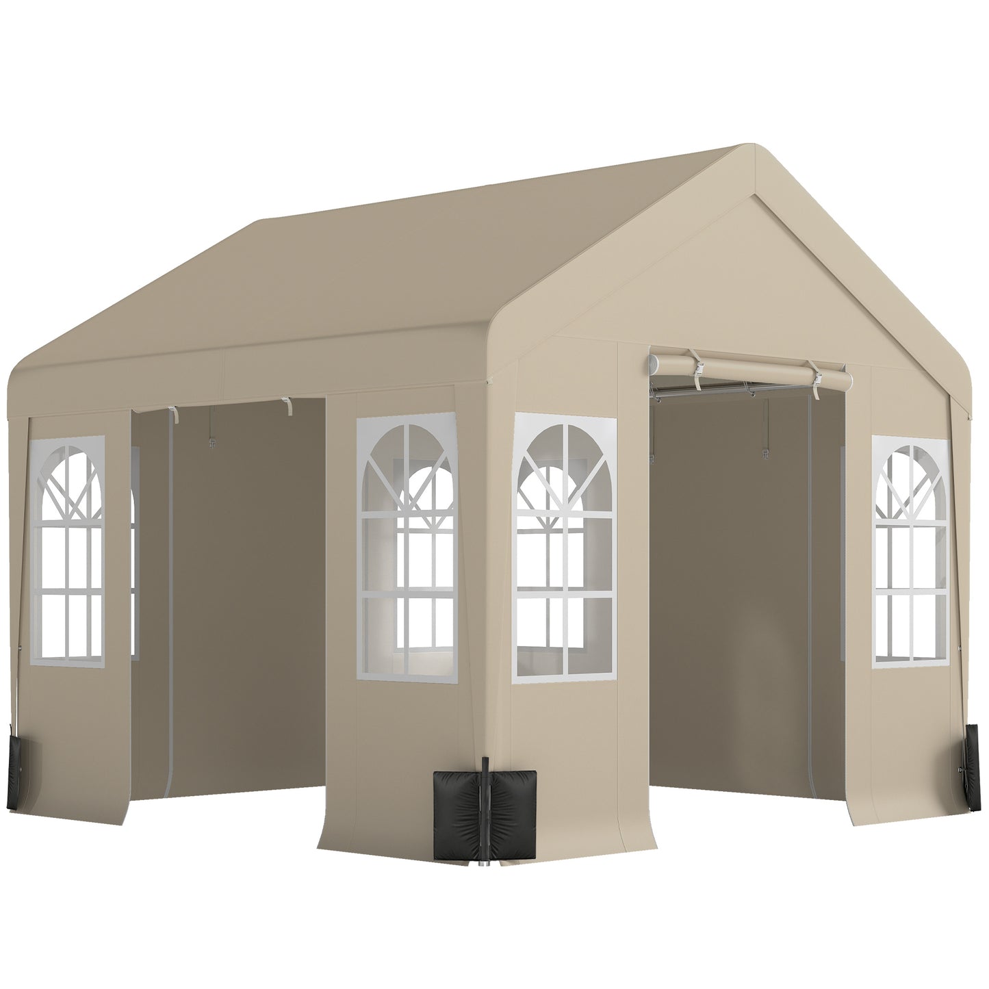 Photo of Outsunny 3 x 3 m Party Tent, Outdoor Canopy Tent Shelter with Removable Sidewalls, 4 Zipped Doors, for Parties, Wedding, Beige in Beige colour on a white background