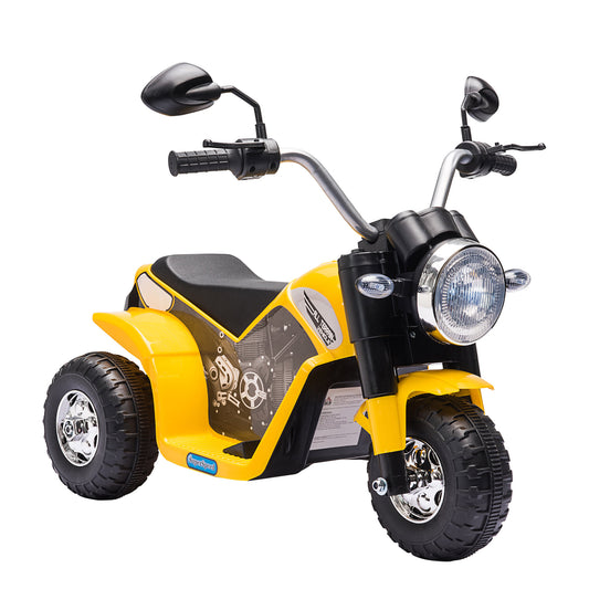 Photo of HOMCOM 6V Kids Electric Motorbike 3 Wheels Ride On Toy with Horn Headlights Realistic Sounds for Girl Boy 18 - 36 Months Yellow in Yellow colour on a white background