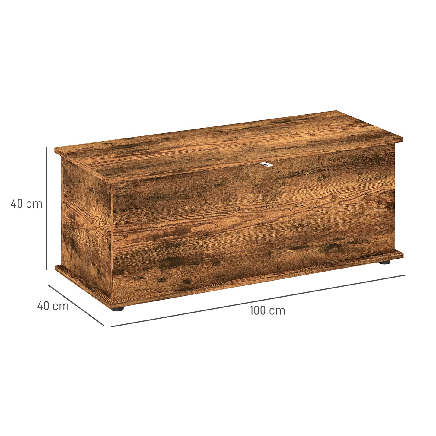 HOMCOM Storage Chest, Large 113L Blanket Box, Shoe Bench with Safety Hinged Lid, Storage Trunk, Bed End Bench for Bedroom, Hallway, Living room, Playroom, 100 x 40 x 40cm, Rustic Brown