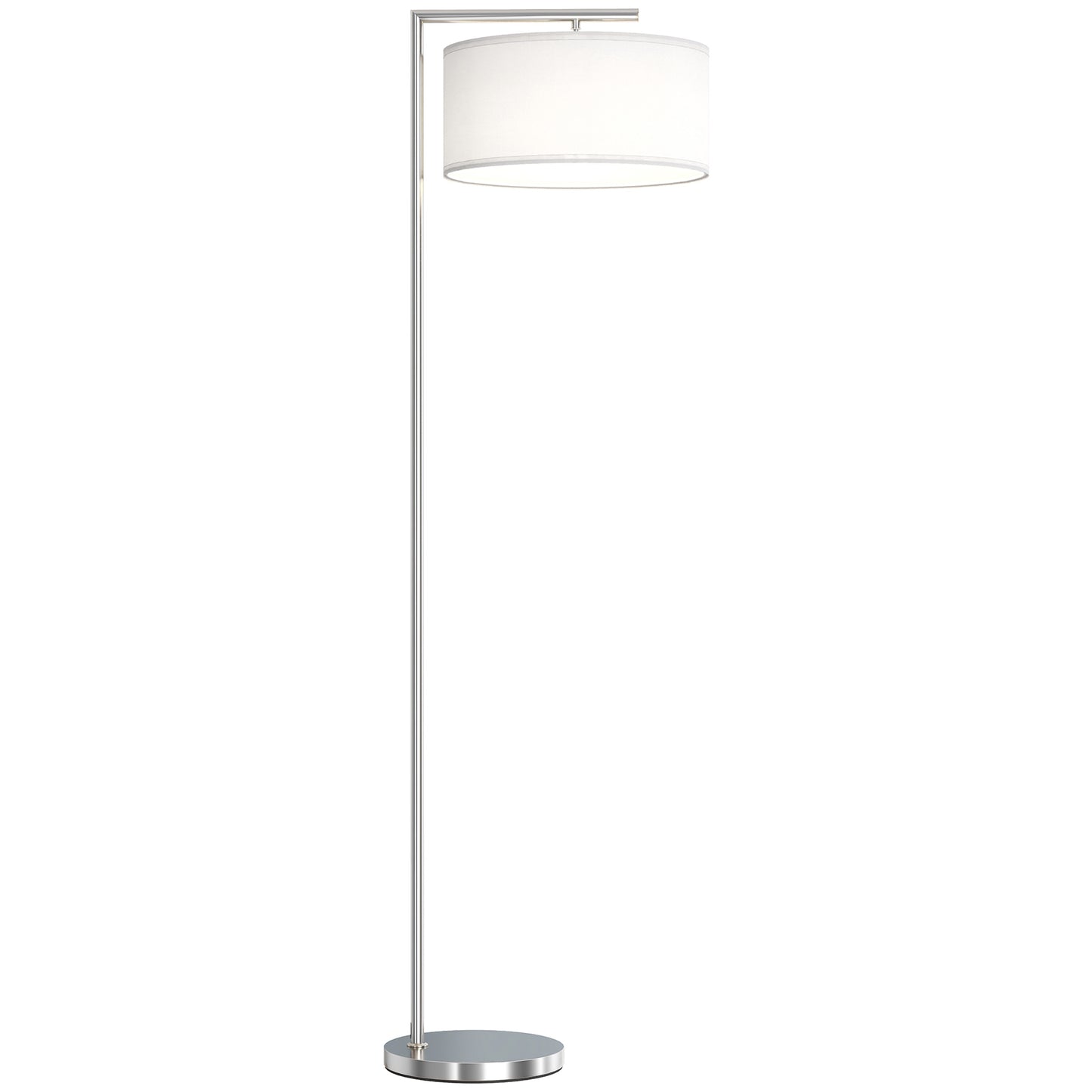 Photo of HOMCOM Floor Lamp, Modern Standing Lamp with Linen Lampshade, Round Base for Living Room, Bedroom, Dining Room, 153cm, Silver Tone in Tone colour on a white background