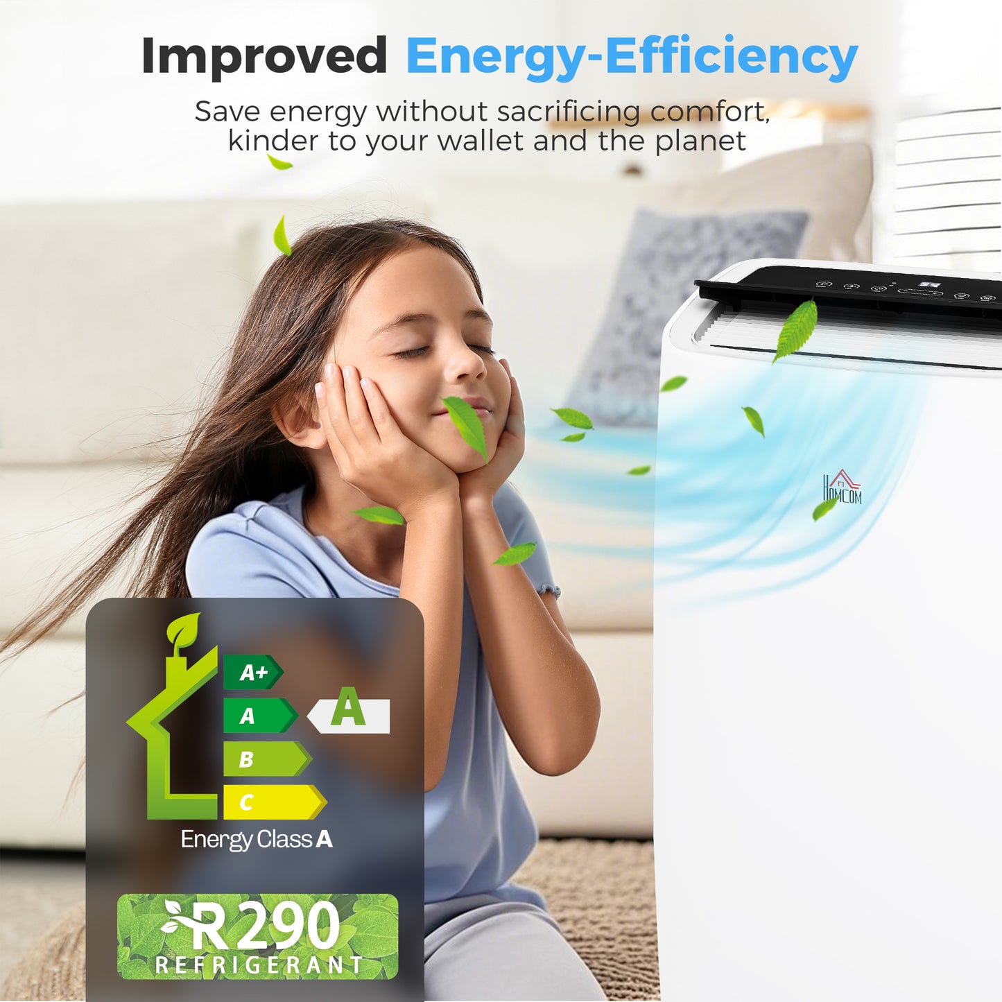 HOMCOM Portable Air Conditioner 12000 BTU BTU, 4-in-1 Air Conditioning Unit, Dehumidifier, Cooling, Fan, Child Lock, 40m²