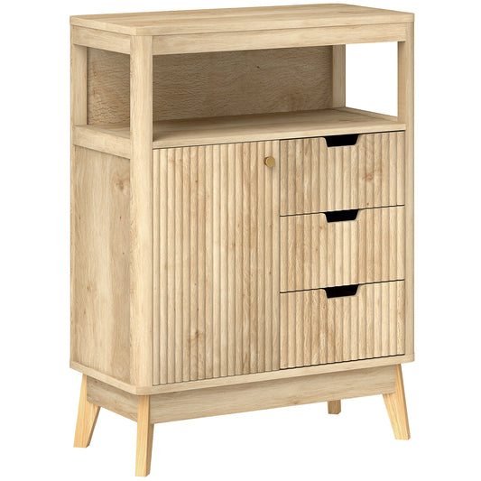 Photo of HOMCOM Small Sideboard with Drawers and Adjustable Shelf - Nature Wood Finish in Finish colour on a white background