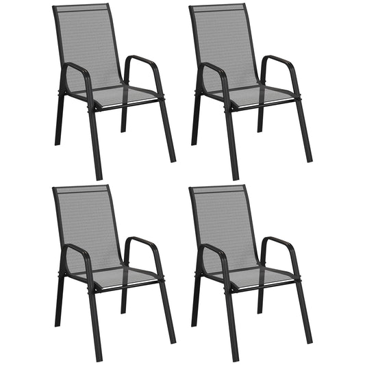 Photo of Outsunny Set of Four Stackable Mesh Seat Chairs - Black in Black colour on a white background
