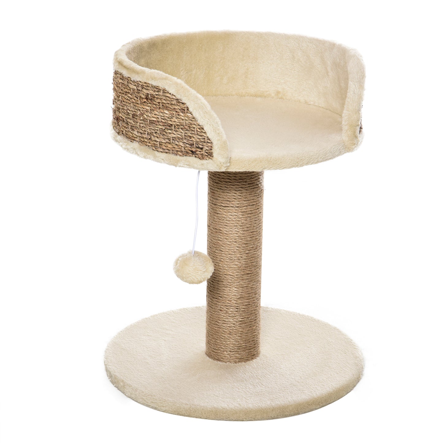 Photo of PawHut Cat Tree Cat Scratching Post for Indoor Cats Kitten Play Tower Activity Centre Climbing Stand with Dangling Ball Beige in Beige colour on a white background