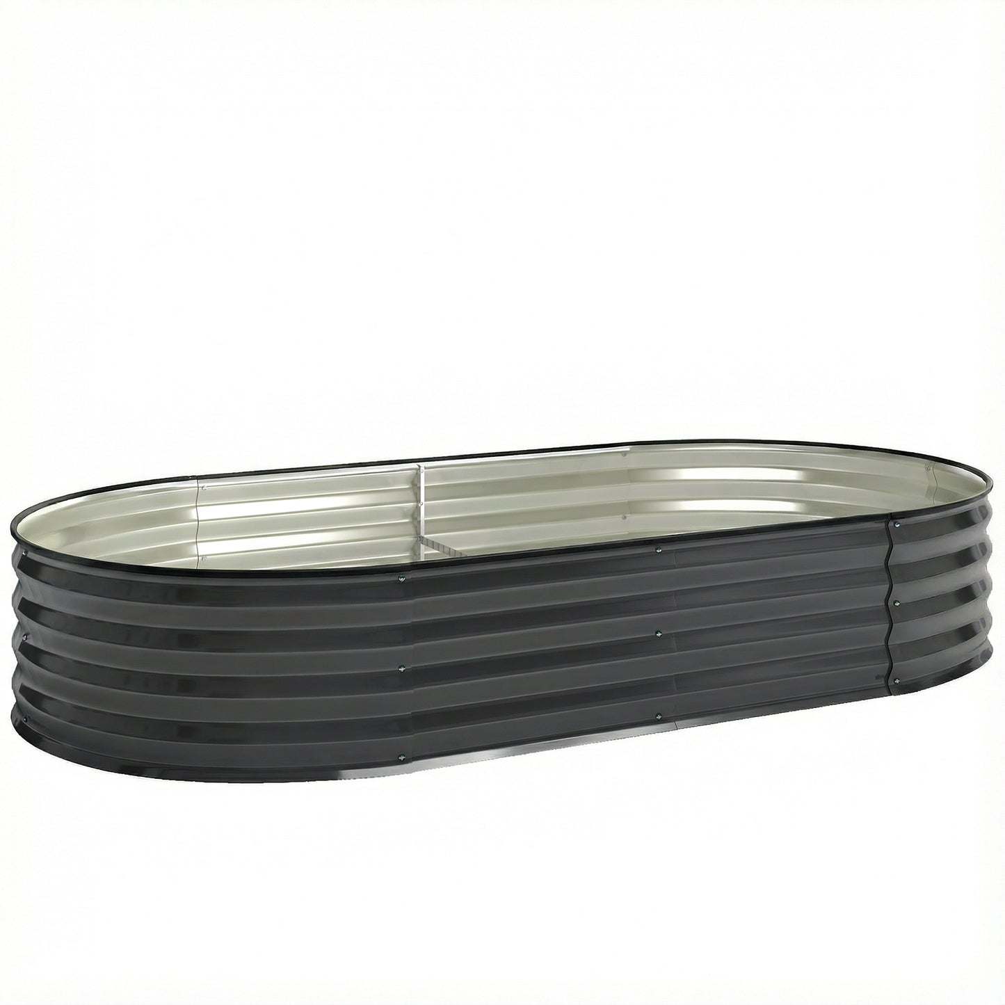 Photo of Outsunny Galvanised Raised Garden Bed, Metal Planter Box with Safety Edging, for Flowers, Herbs, Succulents, Dark Grey in Grey colour on a white background