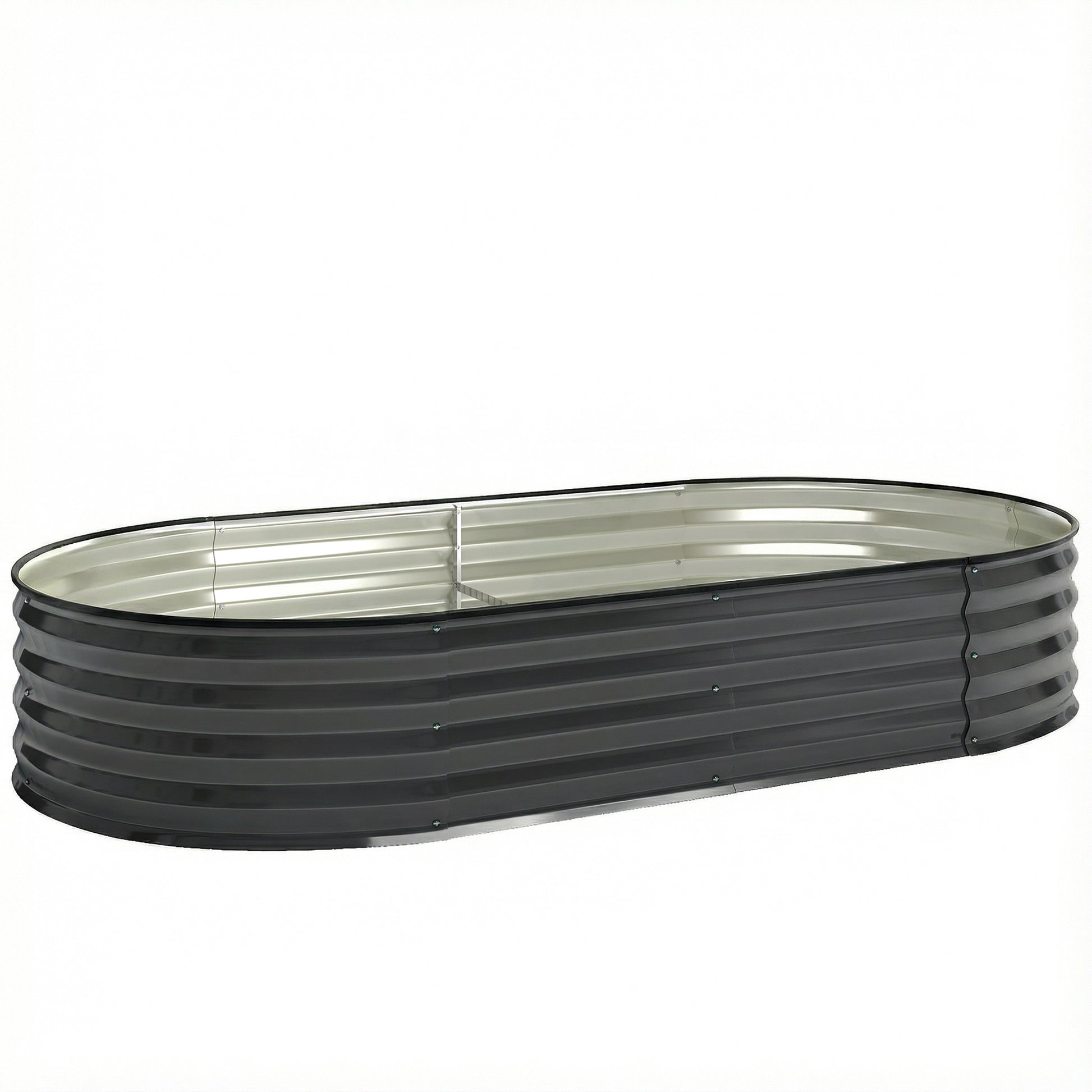 Photo of Outsunny Galvanised Raised Garden Bed, Metal Planter Box with Safety Edging, for Flowers, Herbs, Succulents, Dark Grey in Grey colour on a white background