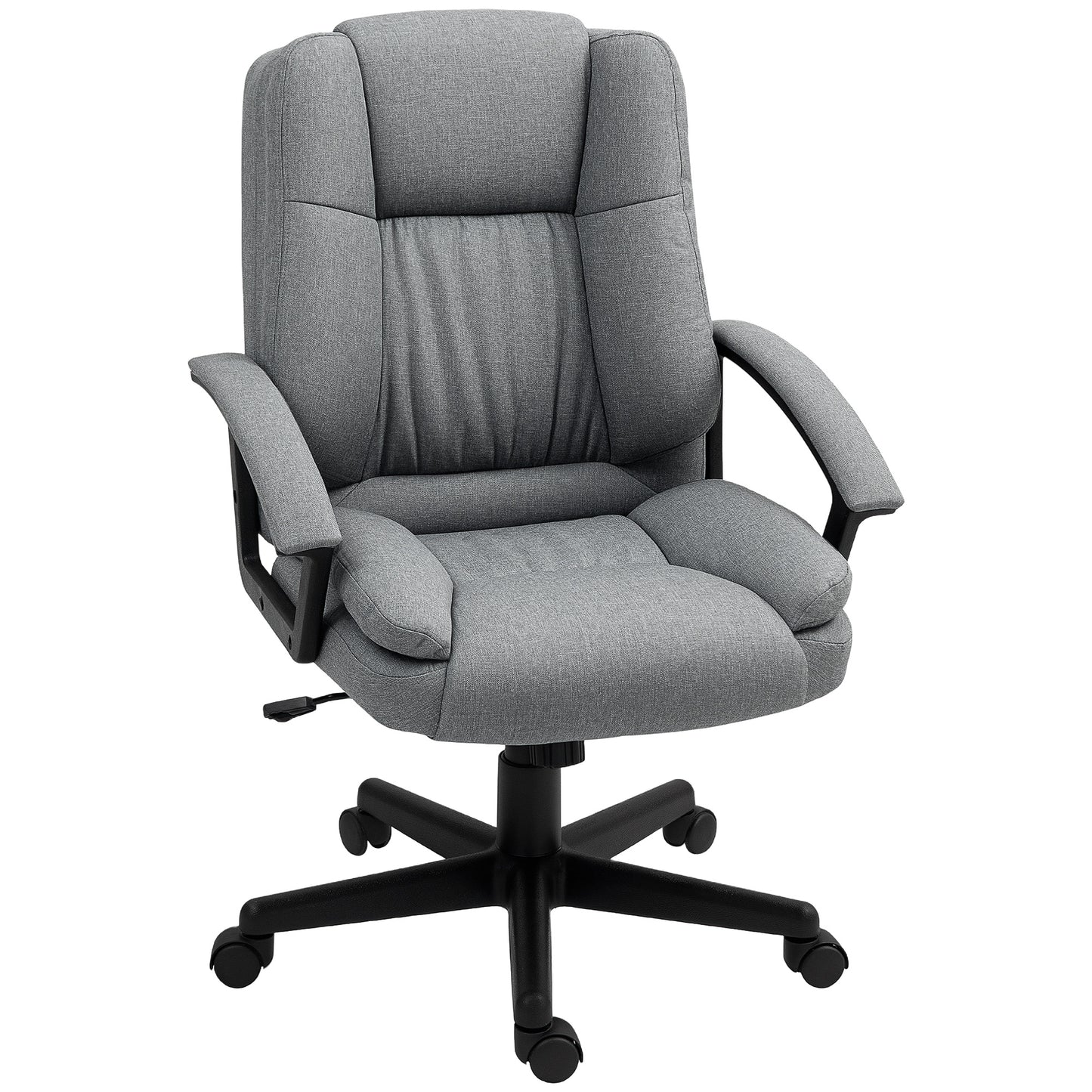 Photo of HOMCOM Linen-Look Padded Office Chair - Grey in Grey colour on a white background