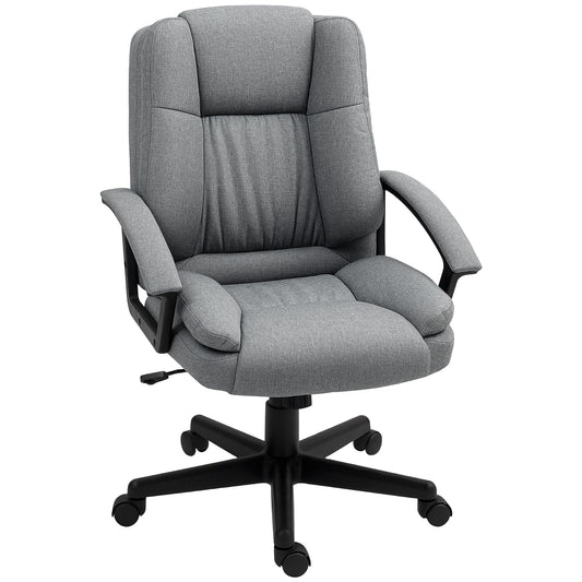 Photo of HOMCOM Linen-Look Padded Office Chair - Grey in Grey colour on a white background