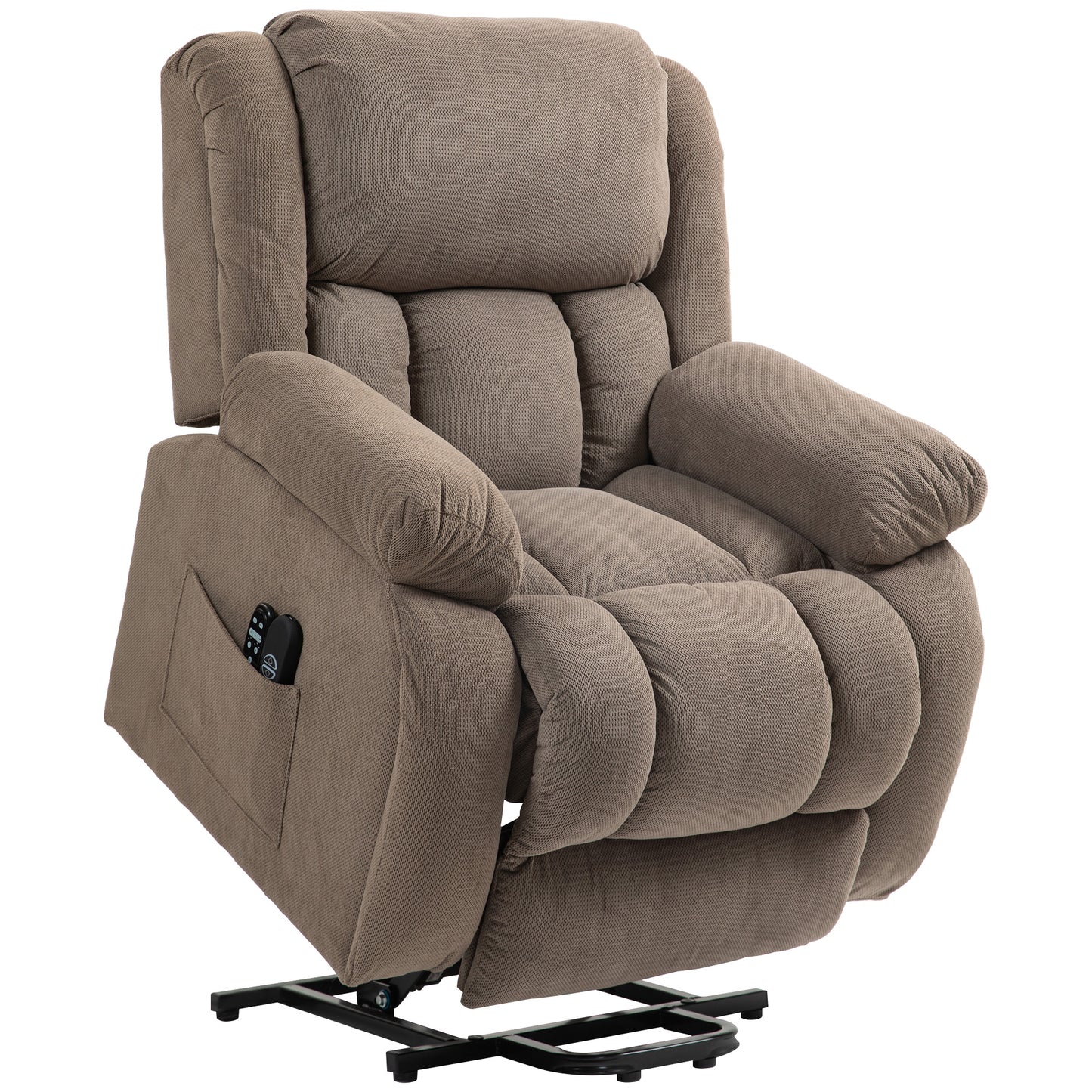 Photo of HOMCOM Riser Recliner Armchair with 8 Vibration Massage and Lumbar Heater, Wide Seat, USB Port, Light Brown in Brown colour on a white background