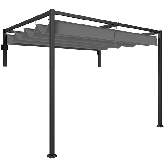 Photo of Outsunny 2 x 3(m) Lean To Steel Pergola, with Moving Fabric Canopy - Dark Grey in Grey colour on a white background