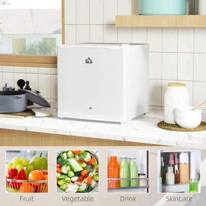 Cream white countertop fridge for storing fruit, vegetables, drinks and skincare