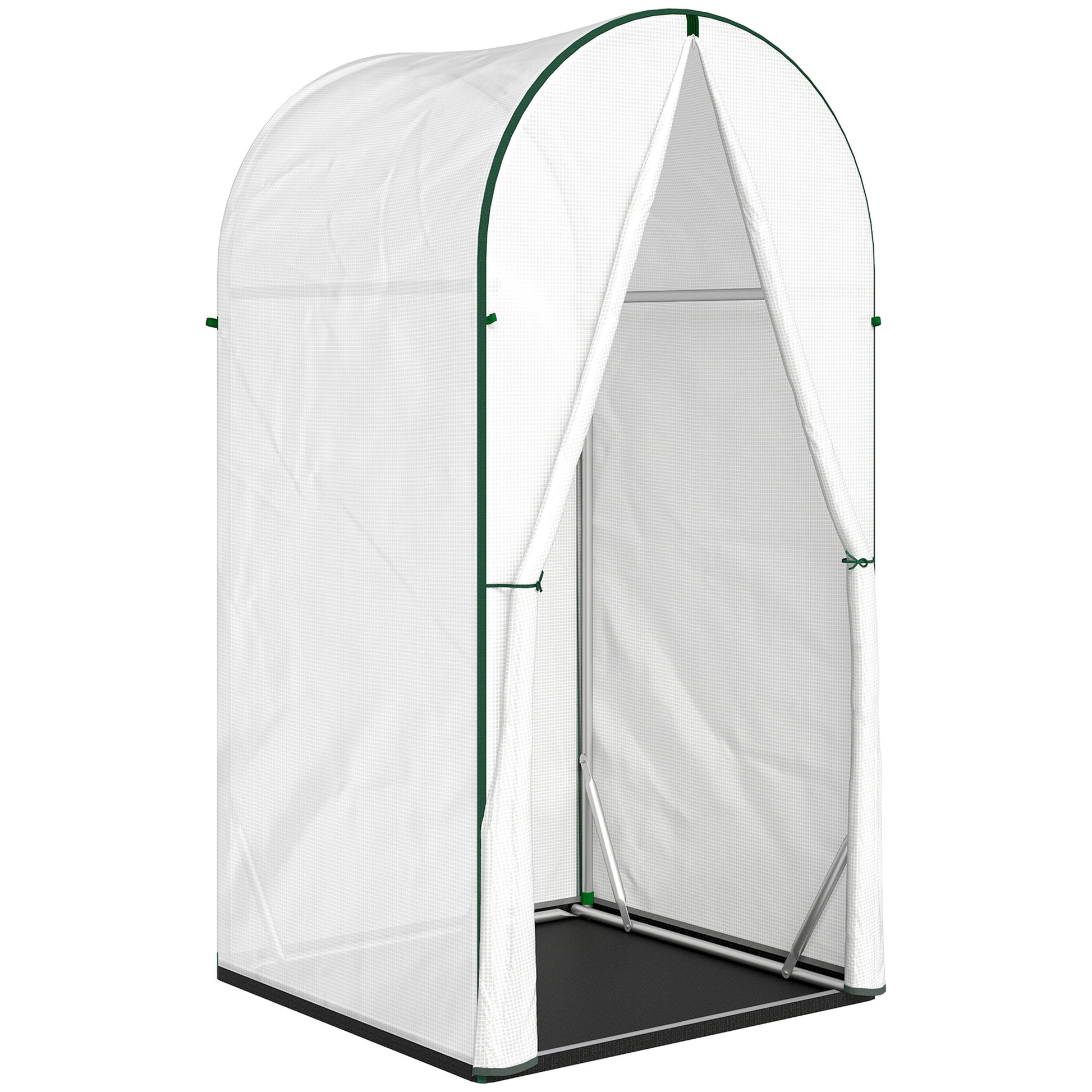 Photo of Outsunny Mini Greenhouse, Portable Green House with Roll-Up Door, PE Base, Small Greenhouse, 100 x 100 x 195 cm, White in White colour on a white background