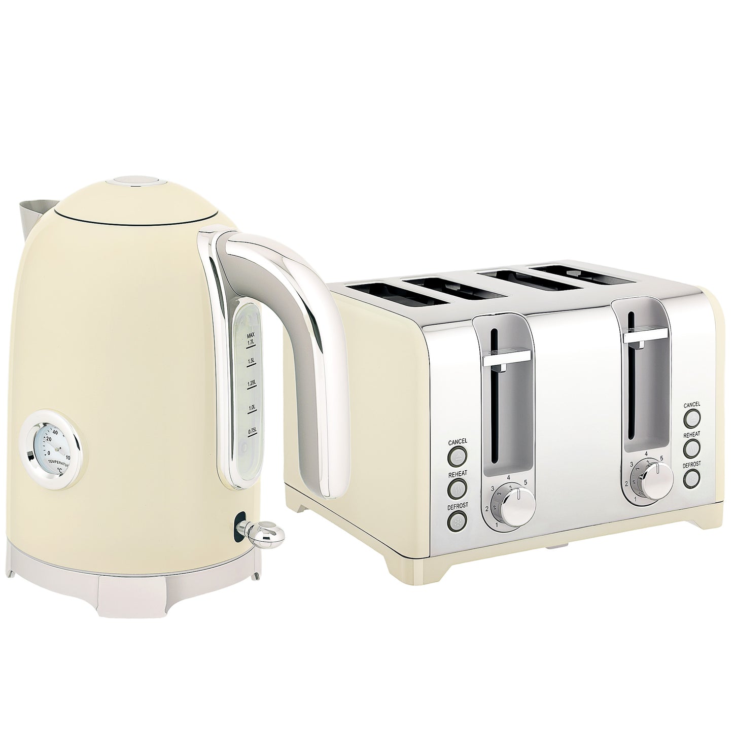 Photo of HOMCOM Retro 3000W Kettle and Toaster Set - Cream in Cream colour on a white background