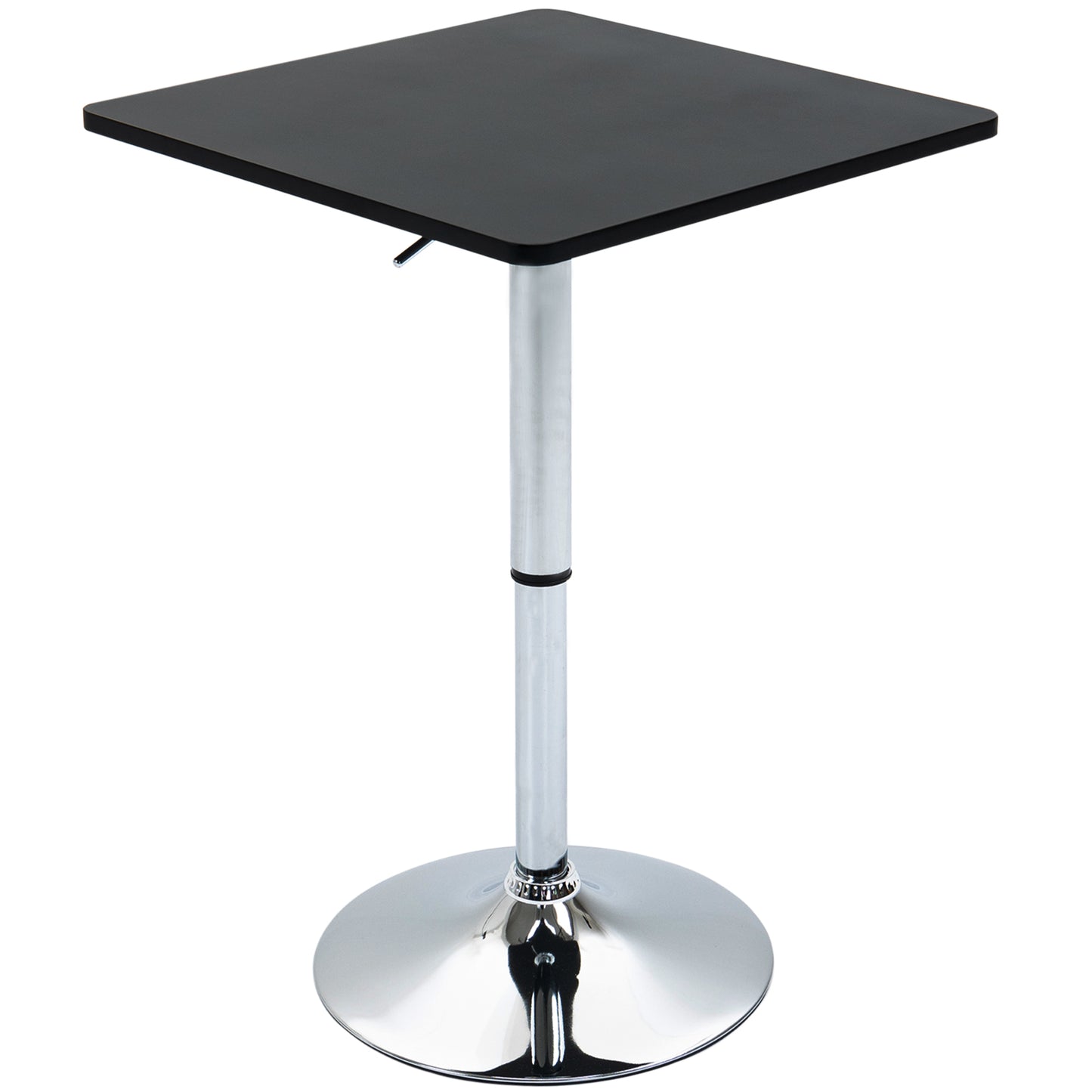 Photo of HOMCOM Modern Height Adjustable Counter Bar Table with 360° Swivel Tabletop and Electroplating Metal Base, Pub Desk for Living Room, Kitchen, Restaurant, Pub, Black and Silver in Silver colour on a white background