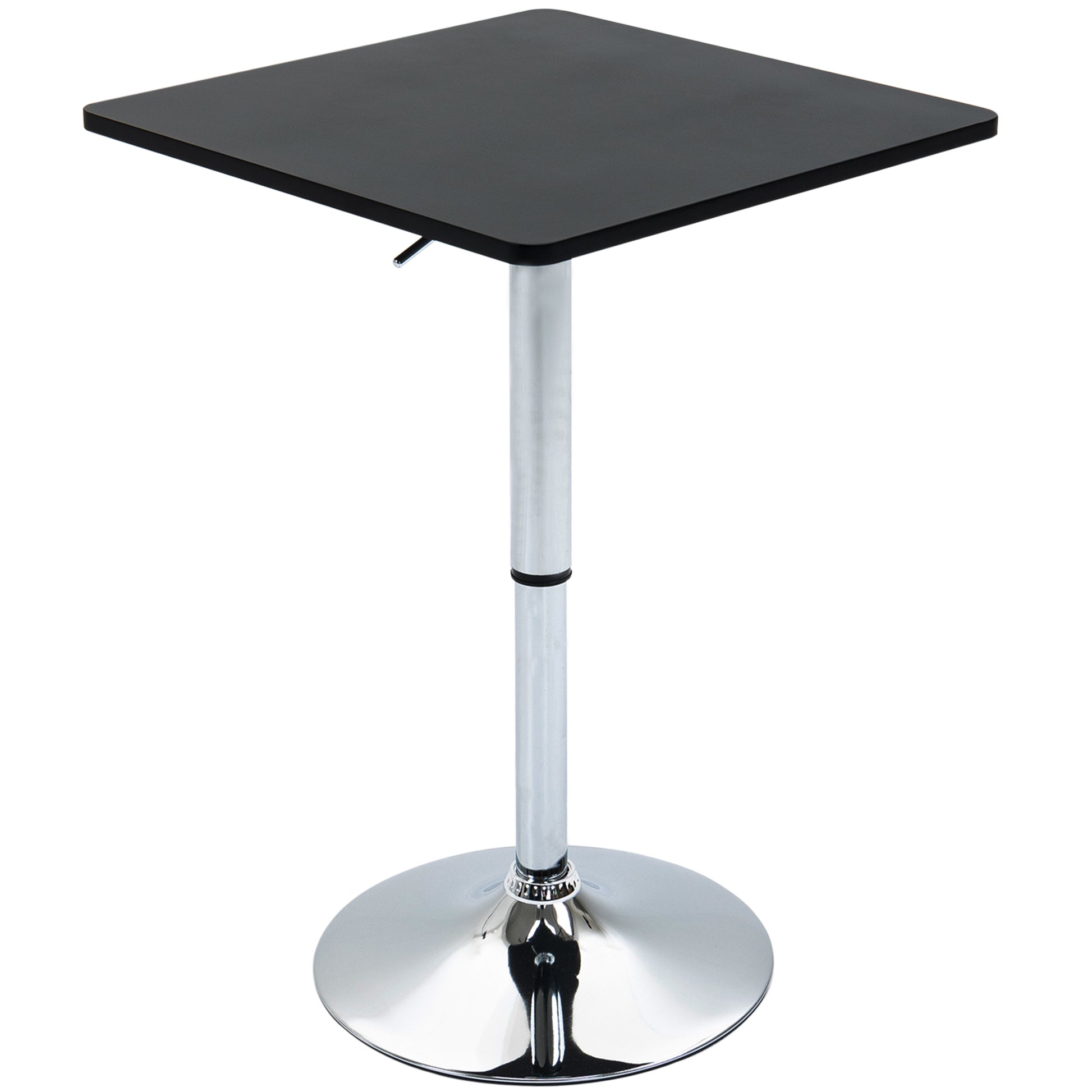 Photo of HOMCOM Modern Height Adjustable Counter Bar Table with 360° Swivel Tabletop and Electroplating Metal Base, Pub Desk for Living Room, Kitchen, Restaurant, Pub, Black and Silver in Silver colour on a white background