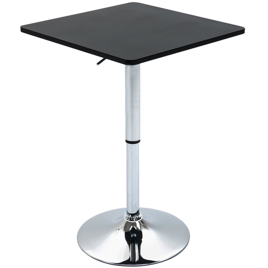 Photo of HOMCOM Modern Height Adjustable Counter Bar Table with 360° Swivel Tabletop and Electroplating Metal Base, Pub Desk for Living Room, Kitchen, Restaurant, Pub, Black and Silver in Silver colour on a white background