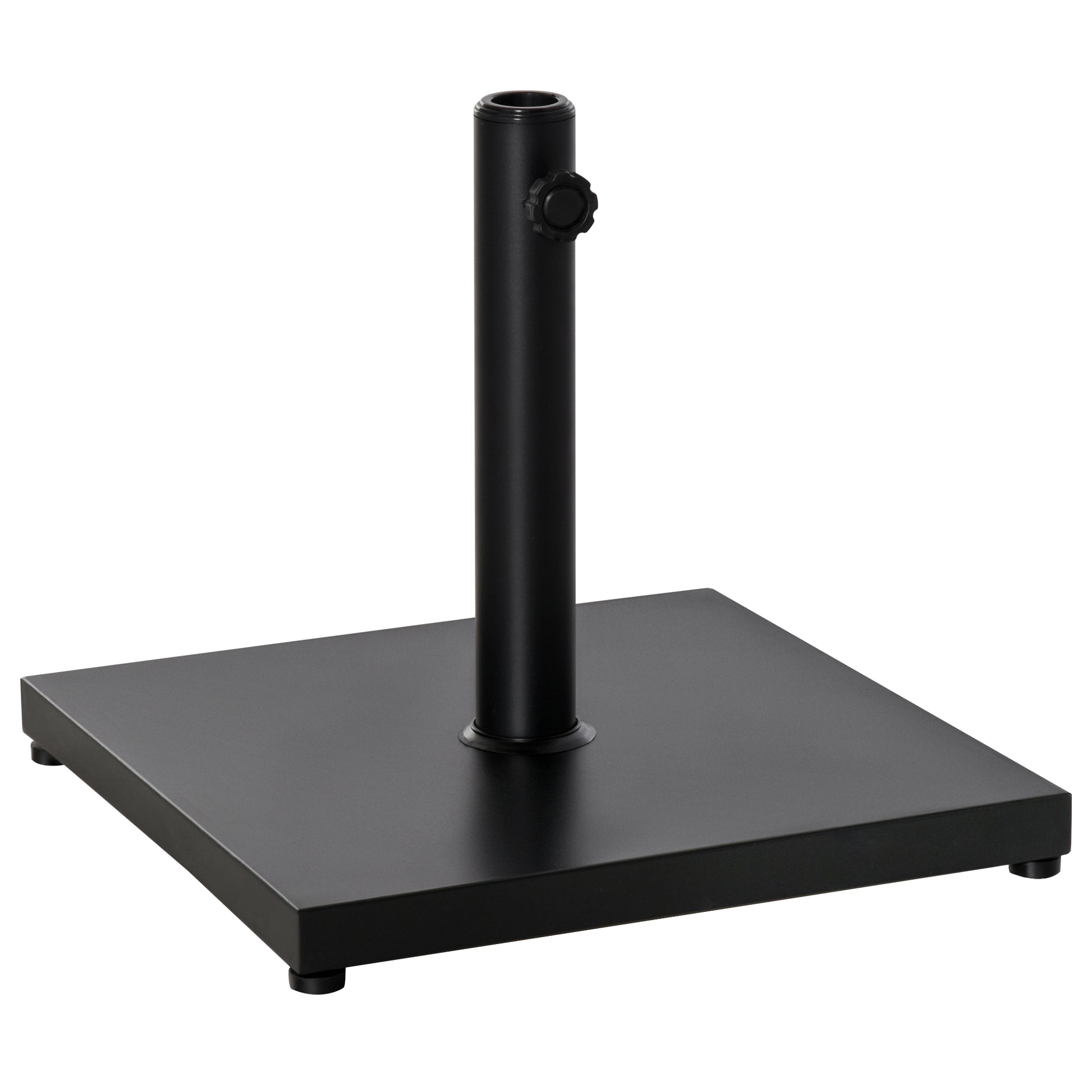 Photo of Outsunny Φ35/38/48MM 18KG Steel Square Parasol Stand Base w/ Adjustable Knob Umbrella Stand Garden Patio Outdoor Home, Black in Black colour on a white background