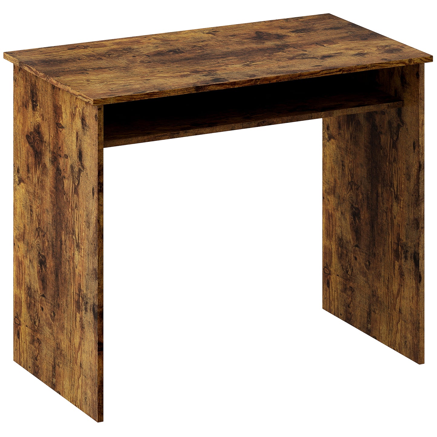 Photo of HOMCOM Boxy Work Desk, with Shelf - Wood-Effect in Wood-Effect colour on a white background