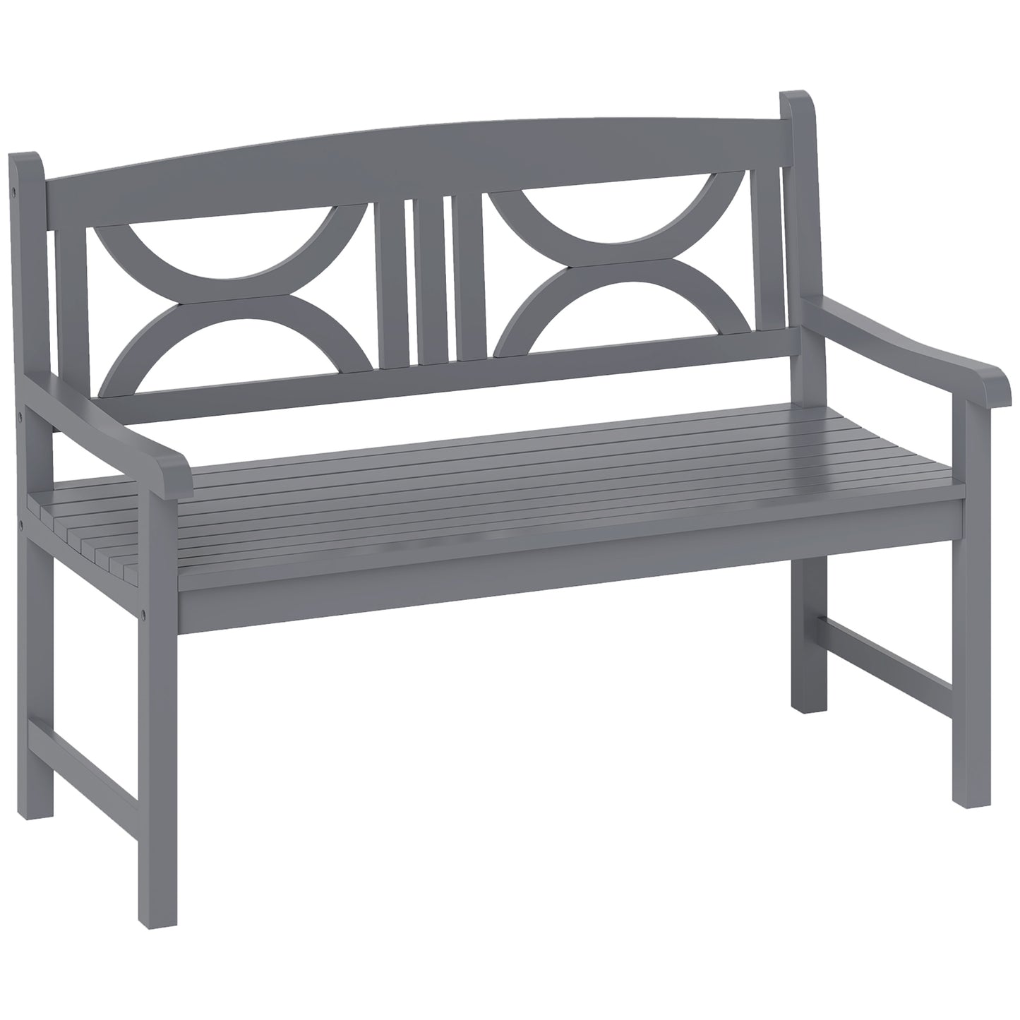 Photo of Outsunny 2-Seater Wooden Garden Bench Outdoor Patio Loveseat for Porch, Grey in Grey colour on a white background