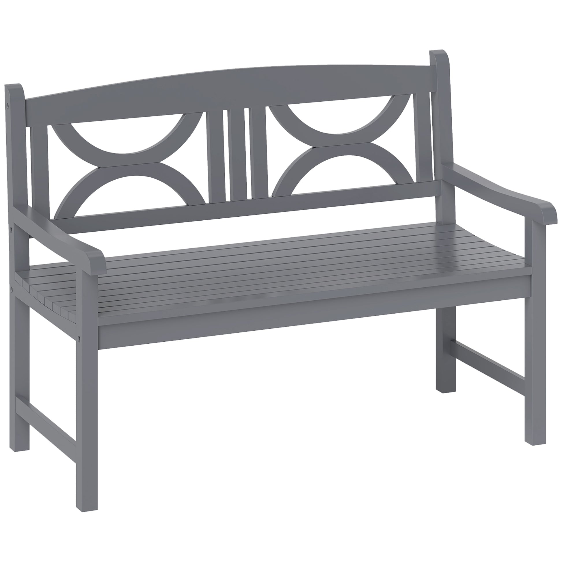 Photo of Outsunny 2-Seater Wooden Garden Bench Outdoor Patio Loveseat for Porch, Grey in Grey colour on a white background