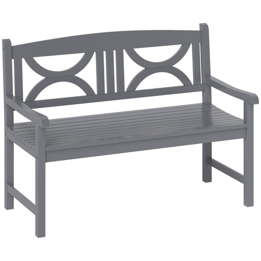 Photo of Outsunny 2-Seater Wooden Garden Bench Outdoor Patio Loveseat for Porch, Grey in Grey colour on a white background