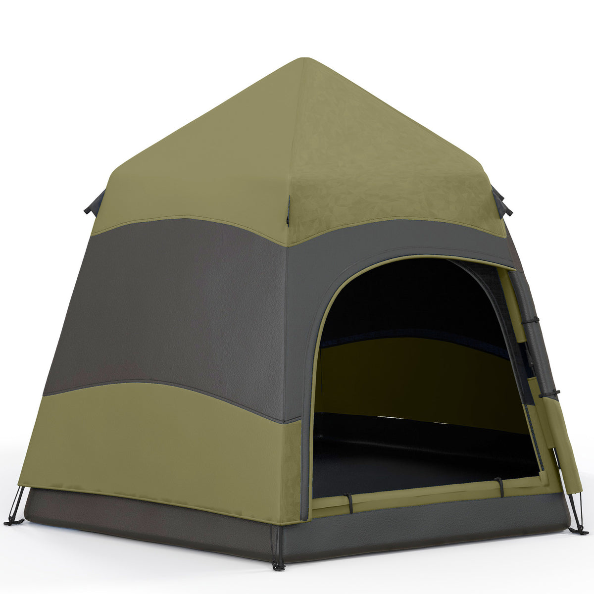 Photo of Outsunny 3 Man Instant Pop Up Tent with Rainfly, Portable Camping Shelter with Sewn-in Groundsheet, Carry Ba, Dark Green in Green colour on a white background