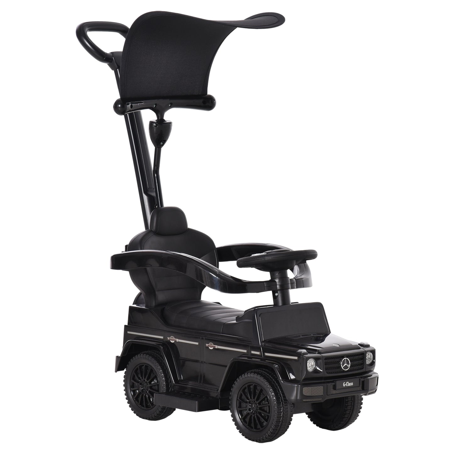 Photo of HOMCOM 3 in 1 Kids Children Ride on Push Car Toddler Sliding Car G350 Licensed Walker Foot to Floor Slider Push-Along with Horn Steering Wheel NO POWER Manual, Black in Black colour on a white background