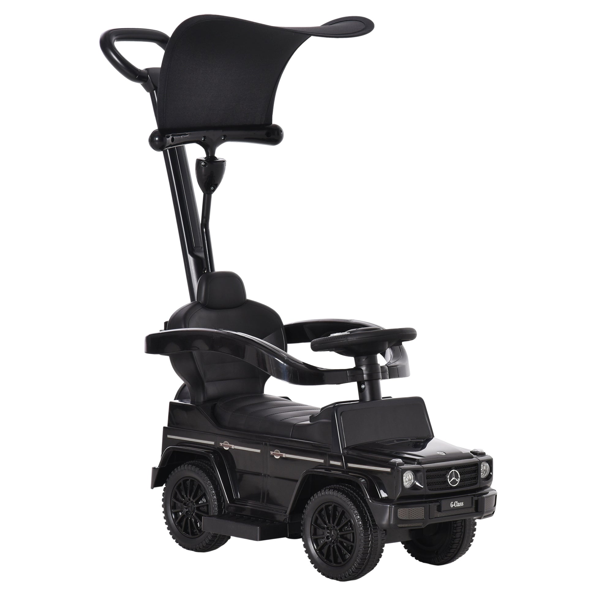 Photo of HOMCOM 3 in 1 Kids Children Ride on Push Car Toddler Sliding Car G350 Licensed Walker Foot to Floor Slider Push-Along with Horn Steering Wheel NO POWER Manual, Black in Black colour on a white background