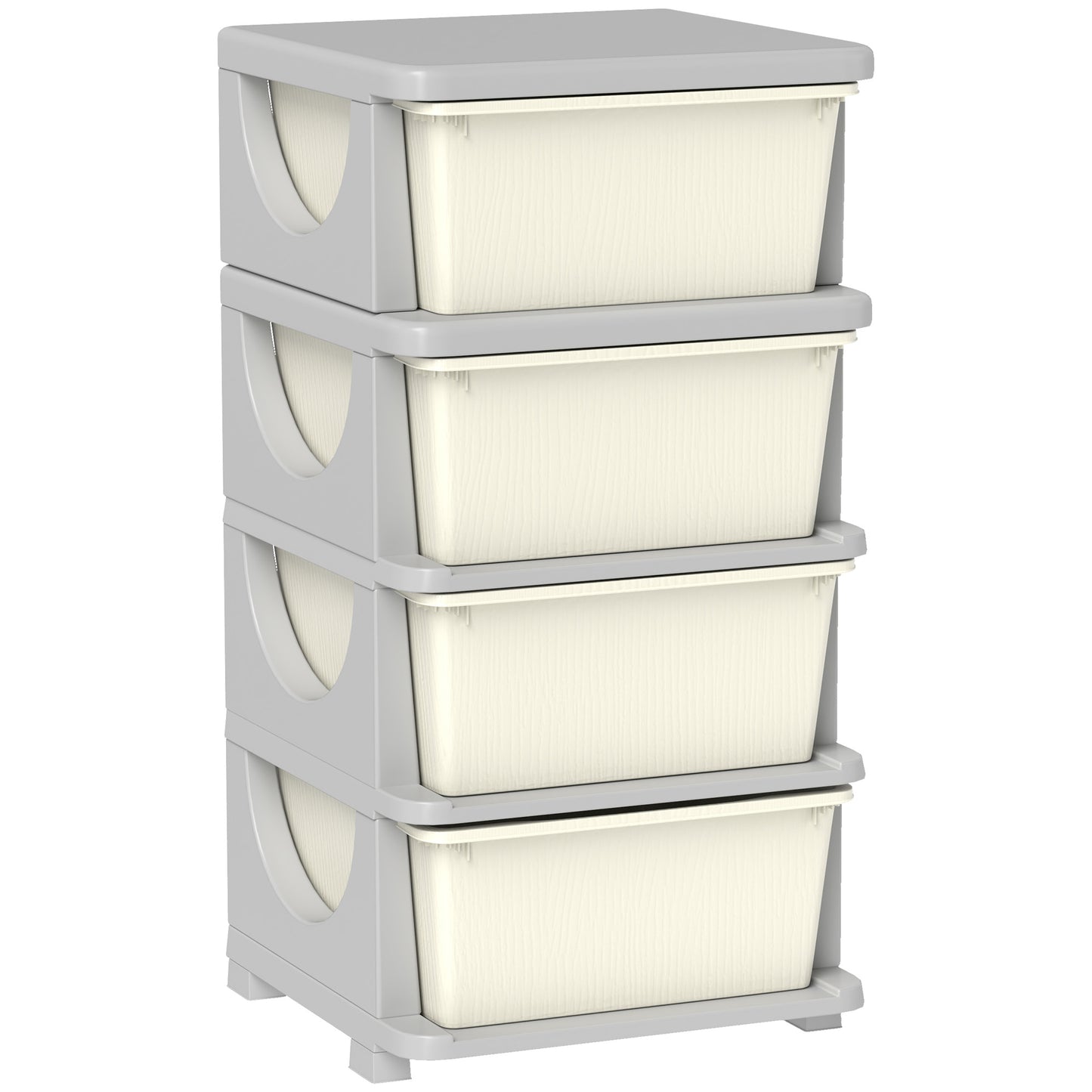Photo of HOMCOM Four-Tier Kids Storage Boxes, with Four Drawers - White in White colour on a white background