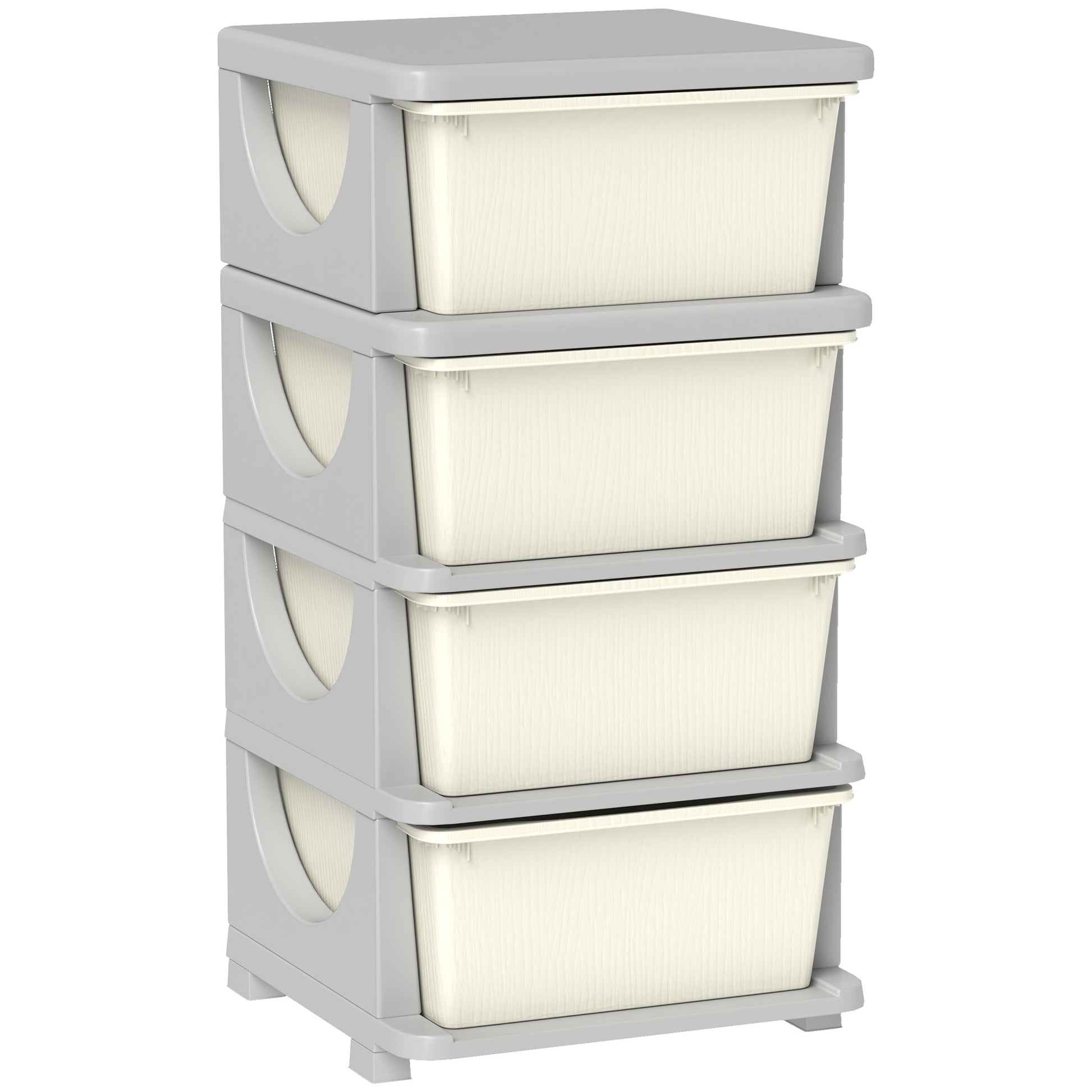 Photo of HOMCOM Four-Tier Kids Storage Boxes, with Four Drawers - White in White colour on a white background