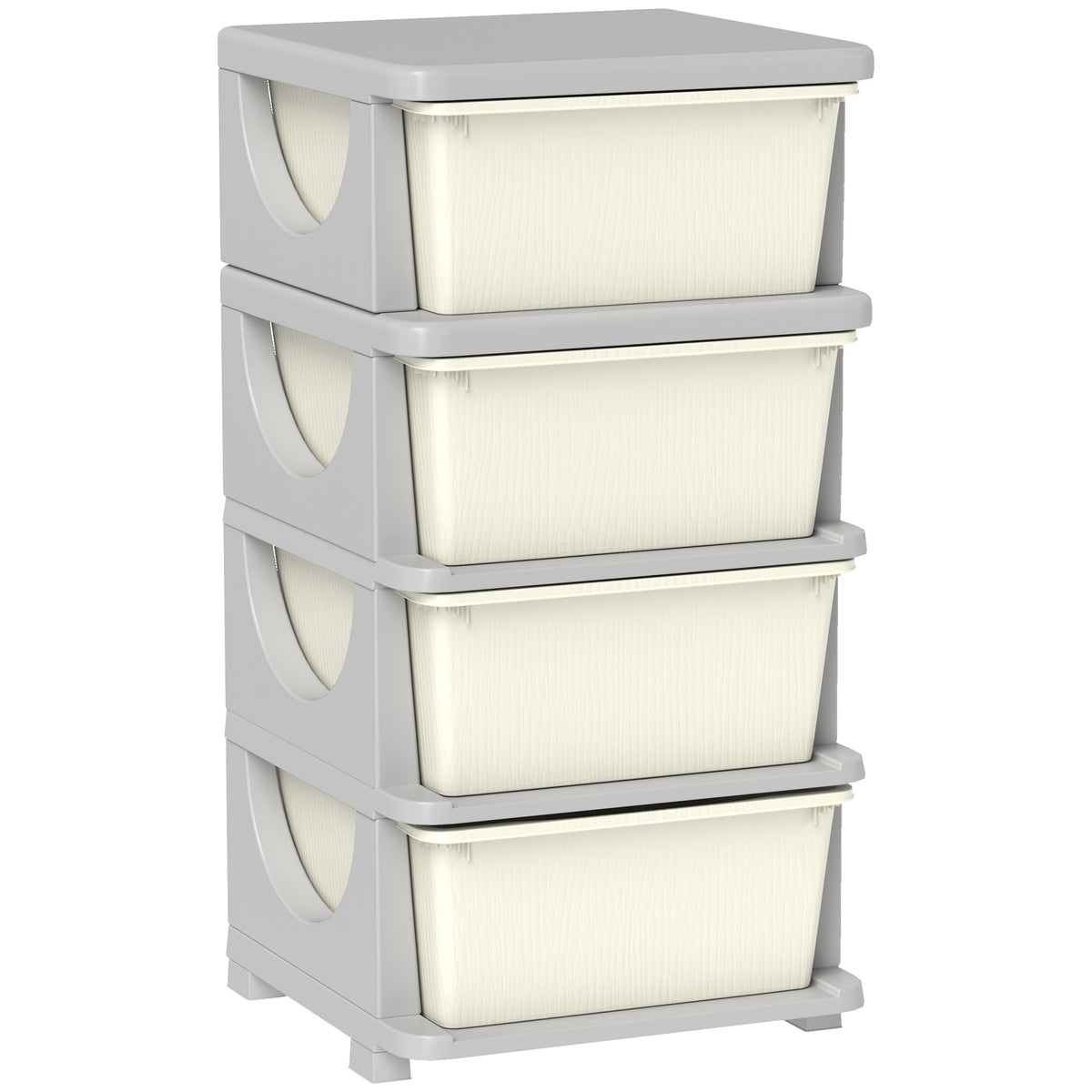 Photo of HOMCOM Four-Tier Kids Storage Boxes, with Four Drawers - White in White colour on a white background