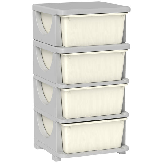 Photo of HOMCOM Four-Tier Kids Storage Boxes, with Four Drawers - White in White colour on a white background