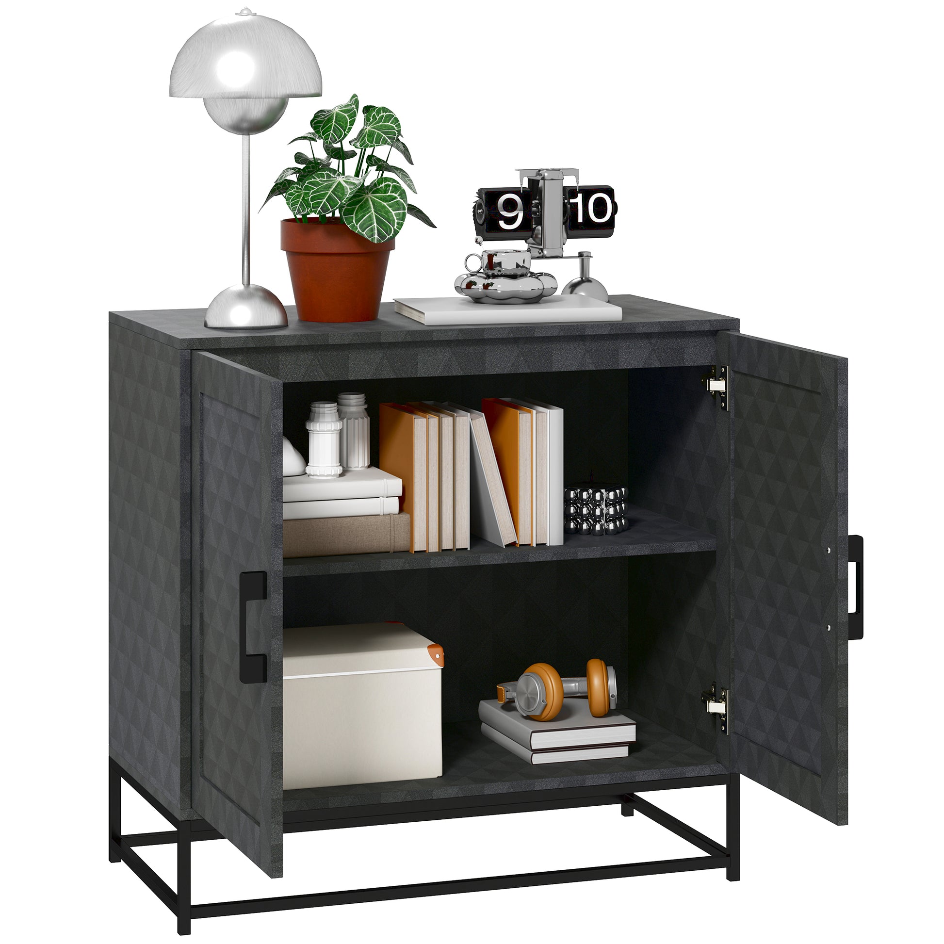 Photo of HOMCOM Modern Sideboard, Freestanding Sideboard Storage Cabinet with Adjustable Shelf and 2 Doors for Living Room, Black in Black colour on a white background