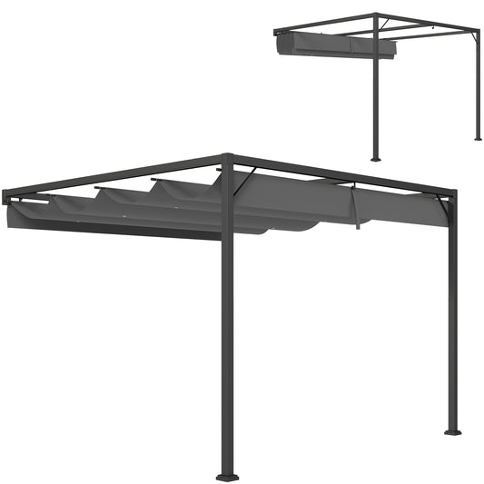 Photo of Outsunny 3 x 3 m Pergola, with Sliding Canopy - Grey in Grey colour on a white background