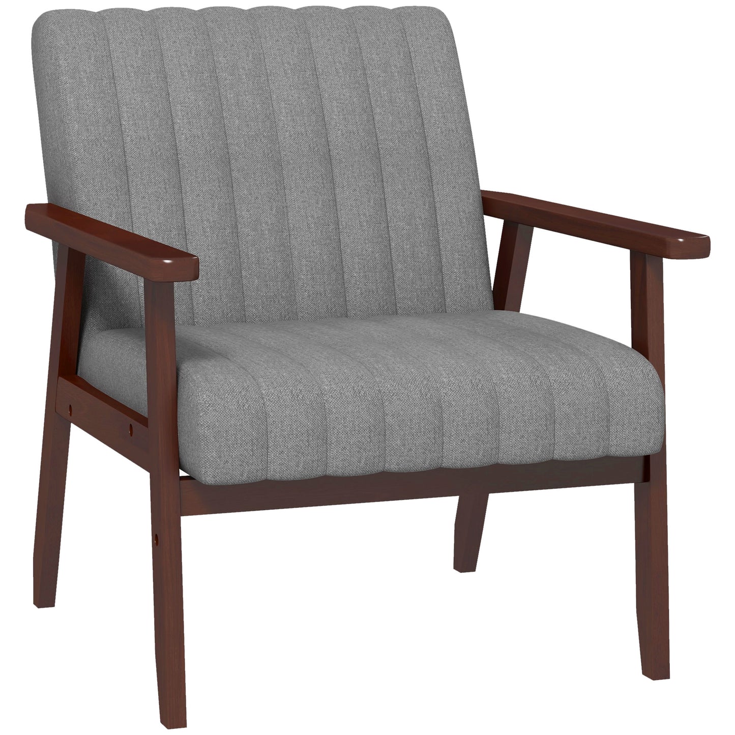 Photo of HOMCOM Mid Century Accent Chair, with Wooden Legs - Grey in Grey colour on a white background