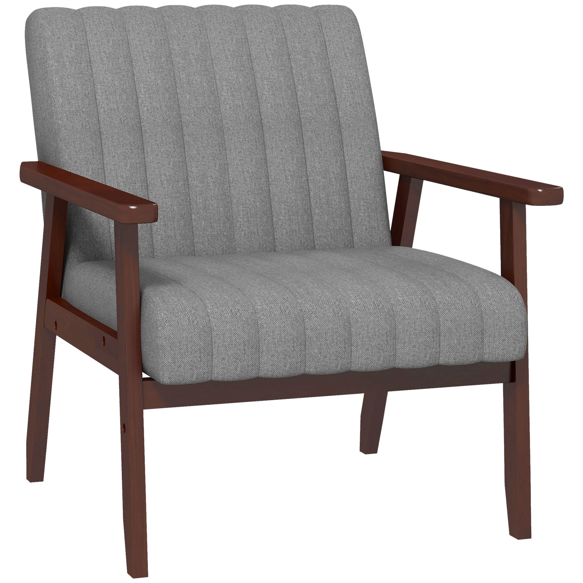 Photo of HOMCOM Mid Century Accent Chair, with Wooden Legs - Grey in Grey colour on a white background