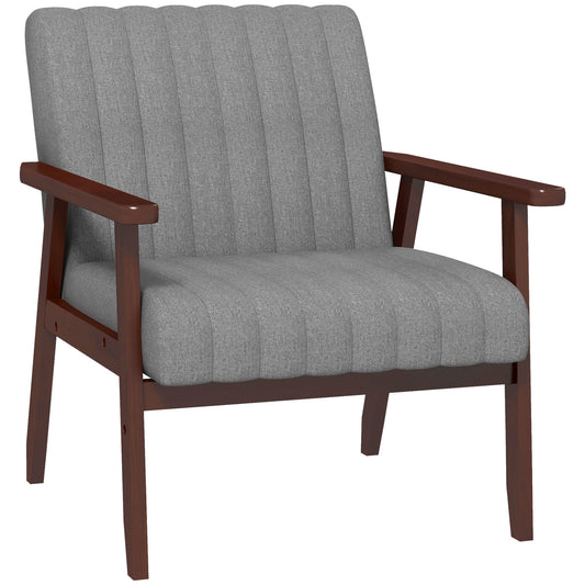 Photo of HOMCOM Mid Century Accent Chair, with Wooden Legs - Grey in Grey colour on a white background