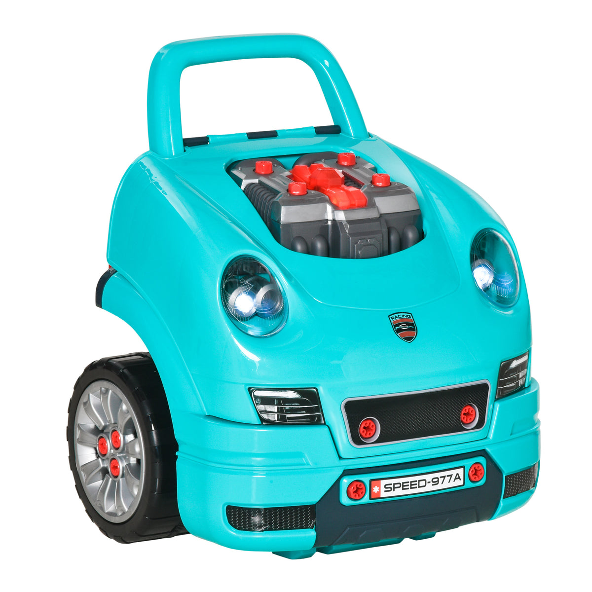 Photo of HOMCOM Kids Truck Engine Toy Set, with Horn, Light, Car Key, for Ages 3-5 Years - Teal in Teal colour on a white background