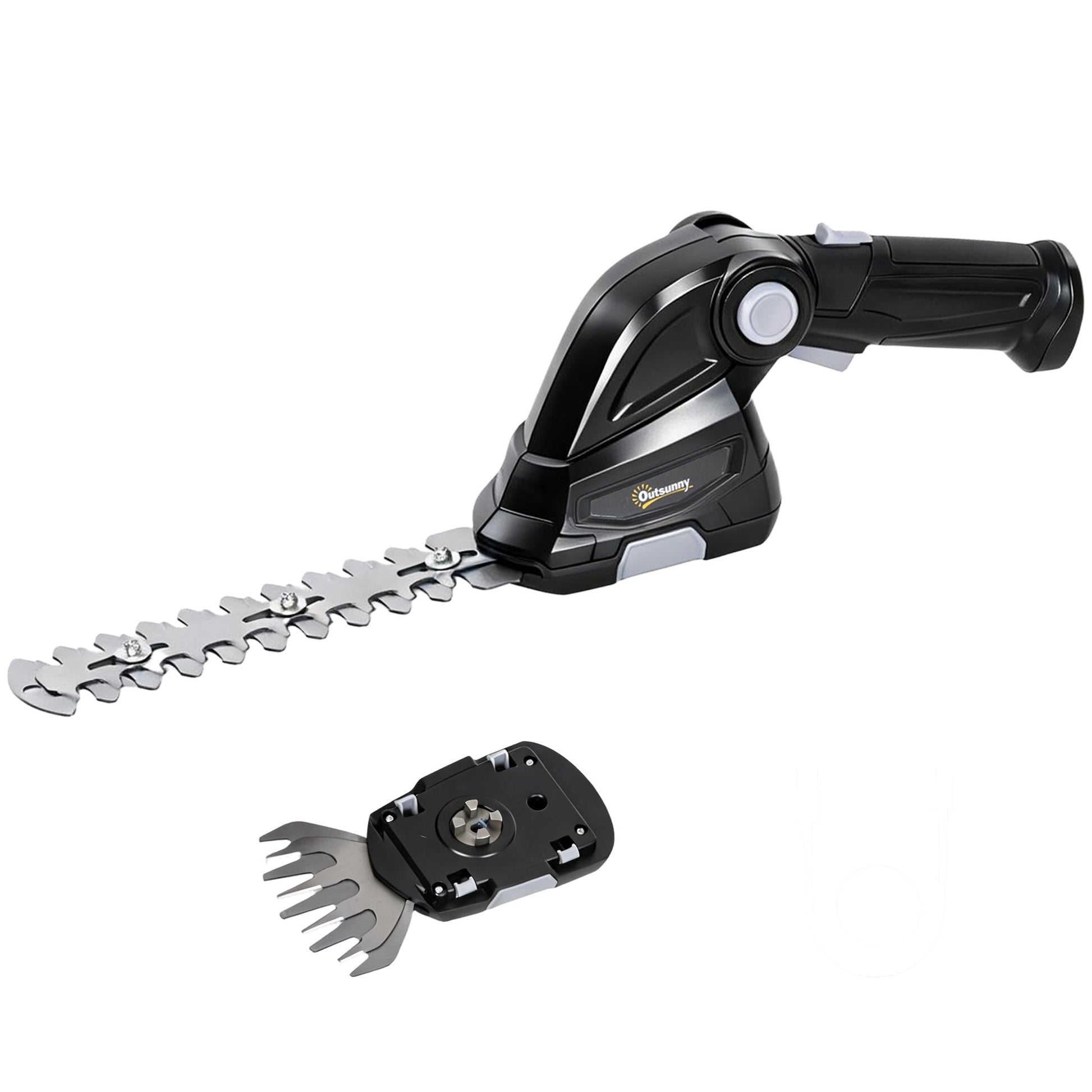 Photo of Outsunny 2-in-1 Cordless Hedge Trimmer & Grass Shear with 7.2V 2 x Rechargeable 2000mAh Batteries, 2 Changeable Blades in Blades colour on a white background