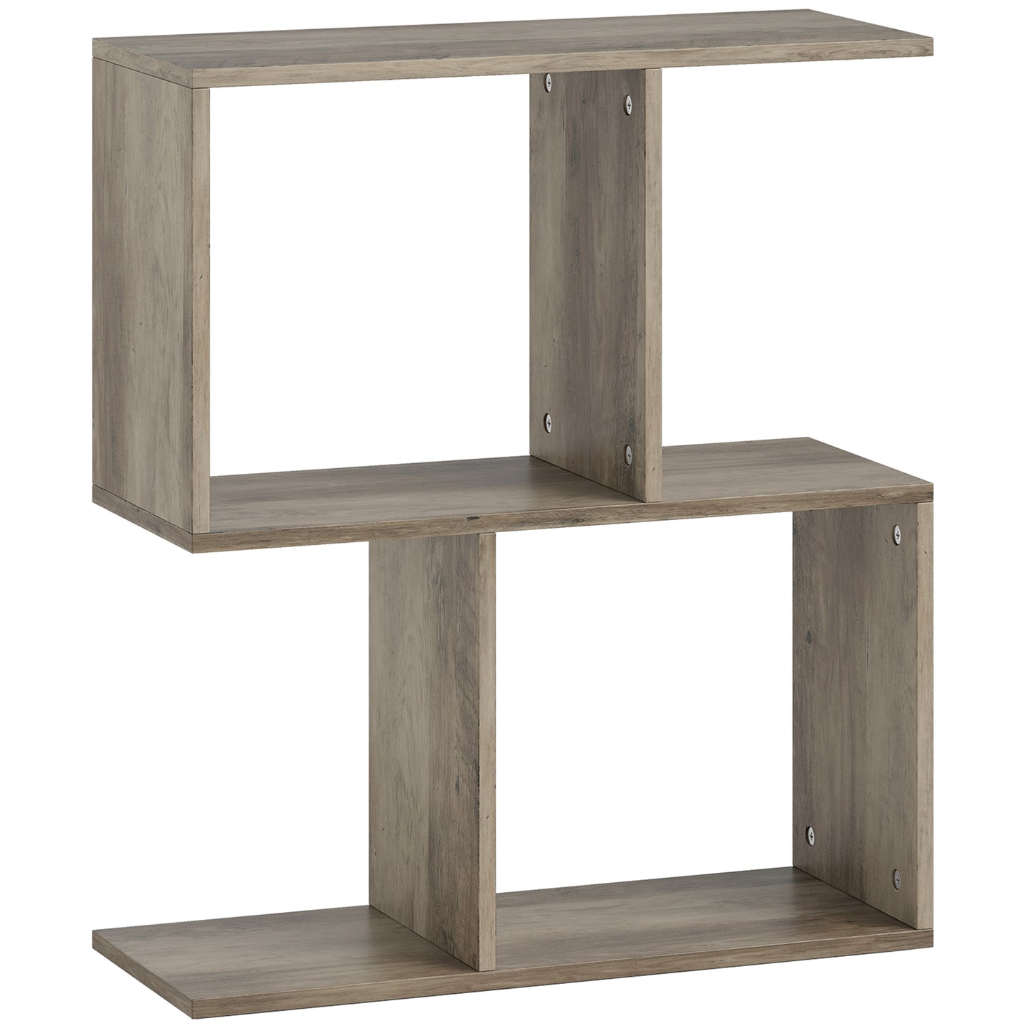 Photo of HOMCOM Side Table, Narrow End Table with Storage Shelves, S-Shaped, 3-Tier, 50W x 19.5D x 58H cm, Grey in Grey colour on a white background