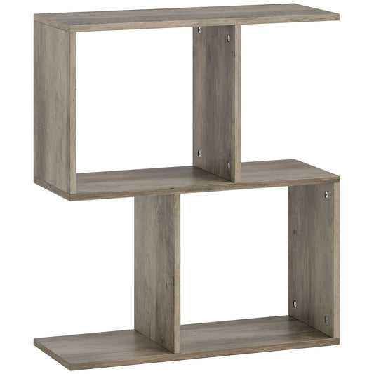 Photo of HOMCOM Side Table, Narrow End Table with Storage Shelves, S-Shaped, 3-Tier, 50W x 19.5D x 58H cm, Grey in Grey colour on a white background
