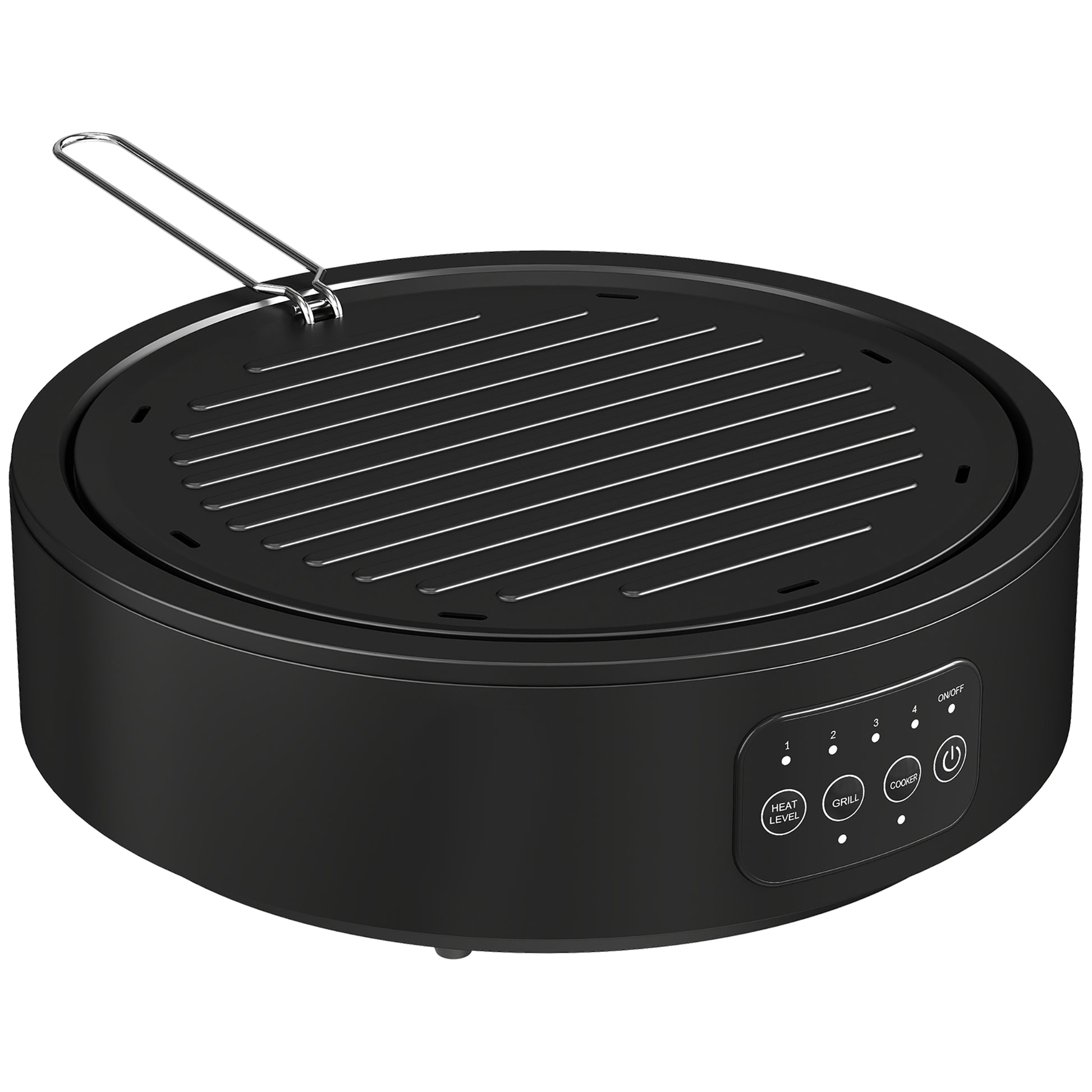 Photo of HOMCOM Electric Ceramic Hob with Grill Plate, Multifunctional 36cm Plug in Electric Hob with 4 Heat Levels for All Type Pot in Pot colour on a white background