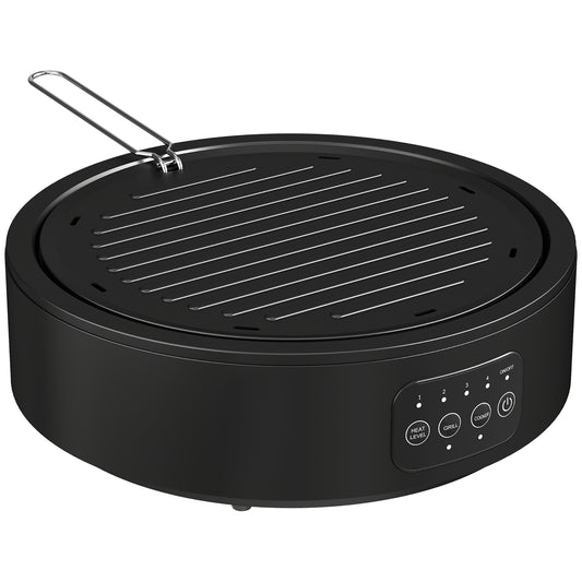 Photo of HOMCOM Electric Ceramic Hob with Grill Plate, Multifunctional 36cm Plug in Electric Hob with 4 Heat Levels for All Type Pot in Pot colour on a white background