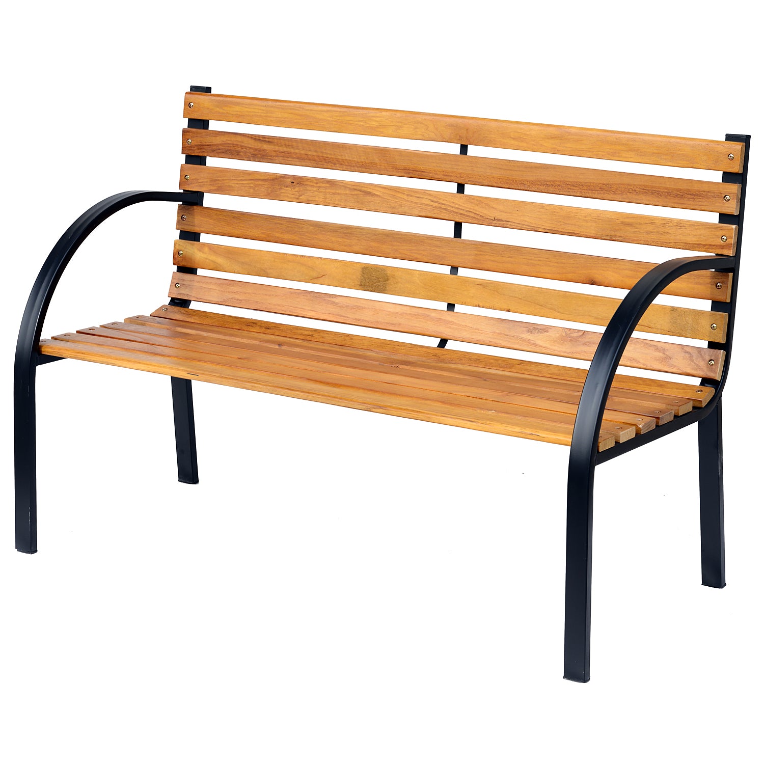 Photo of Outsunny Garden Bench, 122Lx60Wx80H cm-Steel/Wood in cm-Steel/Wood colour on a white background