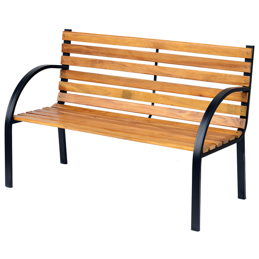 Photo of Outsunny Garden Bench, 122Lx60Wx80H cm-Steel/Wood in cm-Steel/Wood colour on a white background
